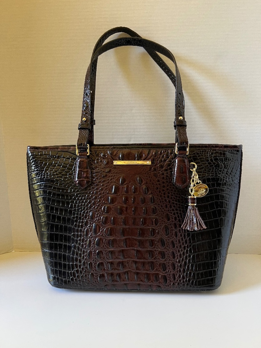 LIKE NEW Brahmin Medium Asher Leather Tote in Vintage Pecan Melbourne w/ Tassel